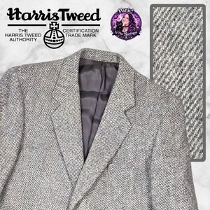 Vtg Harris Tweed Herringbone Wool Blazer Mens 42 Grey West Germany Sport Coat
